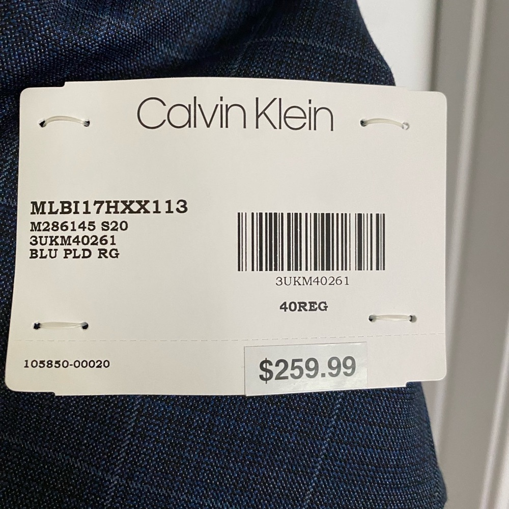 Calvin Klein Men's Navy Checkered Blazer - Picture 4 of 4